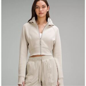 Lululemon cropped zip up scuba hoodie cream/bone color